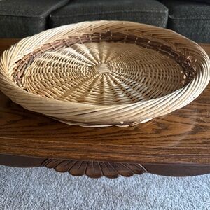 Large Round Willow and Rattan Wicker Tray